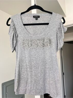 Vintage Y2K bebe Gray Embellished Scoop Neck Women's Top Sz xs/s